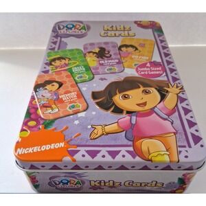 Dora The Explorer Jumbo Card Games In Tin Go Fish Memory Match Old Maid 2006